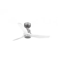 Tenerife de KlassFan-Super destratificateur et ventilateur DC 127 cm Chrome pales blanches Lumière dimmable 25 à 35 m²