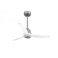 Tenerife de KlassFan-Super destratificateur et ventilateur DC 127 cm Chrome pales blanches Lumière dimmable 25 à 35 m²