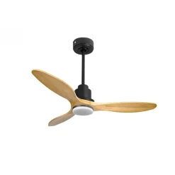 Tenerife de KlassFan-Super destratificateur et ventilateur DC 132 cm Gris basalte pales bois clair Lumière dimmable 25 à 35 m²