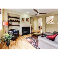 Tenerife Ring - Super destratificateur et ventilateur DC 132 cm Blanc pales bois sombre sans Lumière 25 à 35 m²