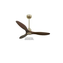 Tenerife Ring - Super destratificateur et ventilateur DC 132 cm Laiton pales bois sombre sans Lumière 25 à 35 m²