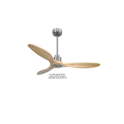 Tenerife Ring - Super destratificateur et ventilateur DC 132 cm Chrome pales bois clair sans Lumière 25 à 35 m²