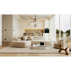 Tenerife Ring - Super destratificateur et ventilateur DC 132 cm Gris basalte pales bois clair sans Lumière 25 à 35 m²