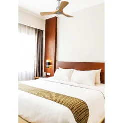 Tenerife Ring - Super destratificateur et ventilateur DC 106 cm chrome pales bois clair idéal 10 à 20 m²