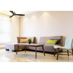 Tenerife Ring - Super destratificateur et ventilateur DC 132 cm Chrome pales bois sombre sans Lumière 25 à 35 m²