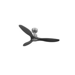 Tenerife Ring - Super destratificateur et ventilateur DC 132 cm Chrome pales bois noir sans Lumière 25 à 35 m²