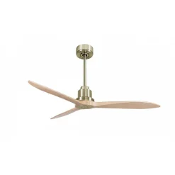 Tenerife Ring - Super destratificateur et ventilateur DC 132 cm Laiton pales bois clair sans Lumière 25 à 35 m²