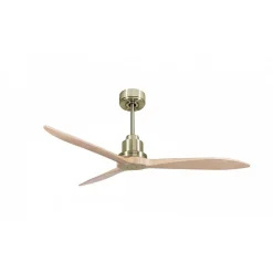 Tenerife Ring - Super destratificateur et ventilateur DC 132 cm Laiton pales bois clair sans Lumière 25 à 35 m²