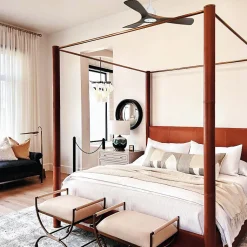 Tenerife Ring - Super destratificateur et ventilateur DC 106 cm blanc pales bois sombre idéal 10 à 20 m²