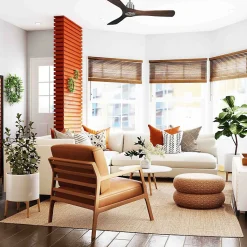 Tenerife Ring - Super destratificateur et ventilateur DC 132 cm Chrome pales bois sombre sans Lumière 25 à 35 m²