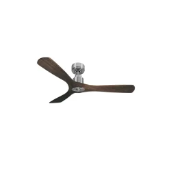 Tenerife Ring - Super destratificateur et ventilateur DC 132 cm Chrome pales bois sombre sans Lumière 25 à 35 m²