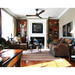 Tenerife Ring - Super destratificateur et ventilateur DC 132 cm Gris basalte pales bois sombre sans Lumière 25 à 35 m²