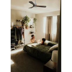 Tenerife Ring - Super destratificateur et ventilateur DC 106 cm chrome pales bois sombre idéal 10 à 20 m²