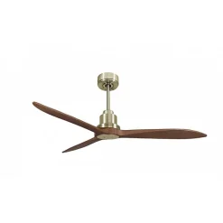 Tenerife Ring - Super destratificateur et ventilateur DC 132 cm Laiton pales bois sombre sans Lumière 25 à 35 m²