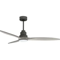 Tenerife un ventilateur et un Super destratificateur DC 132 cm Gris basalte pales bois gris et lumière 25 à 35 m²