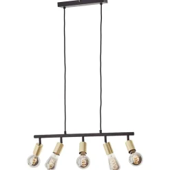 TIFFANY Suspension 5L noir dépoli/laiton brossé métal E27 5x28W - ampoule non incluse