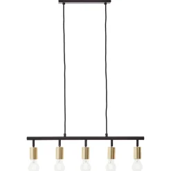 TIFFANY Suspension 5L noir dépoli/laiton brossé métal E27 5x28W - ampoule non incluse