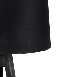 Trépied noir avec abat-jour en lin noir 45 cm - Tripod Classic