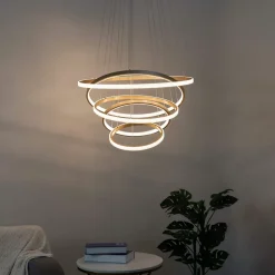 Très grande suspension 5 anneaux dorés - Tina