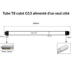 Tube Néon LED 120cm T8 12W IP20 100lm/W - Blanc Neutre 4000K - 5500K - SILAMP