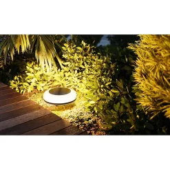 Twist - Lampe solaire d'extérieur LED 1W avec piquet 2700 K/RGB, IP54, angle 180, classe III, ABS noir - Beneito Faure