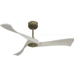 Twist , Ventilateur déstratificateur d'air, pales bois laquées blanc132 Cm, moteur laiton sans lumière