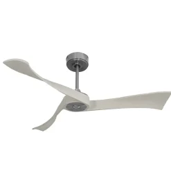 Twist , Ventilateur déstratificateur d'air, pales bois blanc 132 Cm, moteur chrome sans lumière