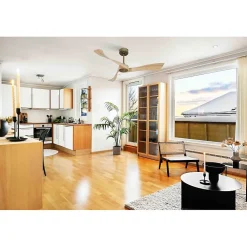 Twist , Ventilateur déstratificateur d'air, pales bois laquées clair 132 Cm, moteur laiton sans lumière