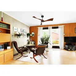 Twist , Ventilateur déstratificateur d'air, pales bois sombres 132 Cm, moteur noir sans lumière