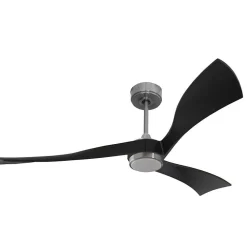 Twist, Ventilateur déstratificateur d'air, pales bois noir 166 Cm Moteur chrome brossé avec point lumineux LED.