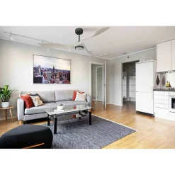 Twist, Ventilateur déstratificateur d'air, pales laquées blanches 166 Cm Moteur noir avec point lumineux LED.