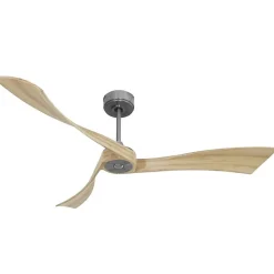 Twist, Ventilateur déstratificateur d'air, pales bois clair 166 Cm Moteur chrome, sans lumière