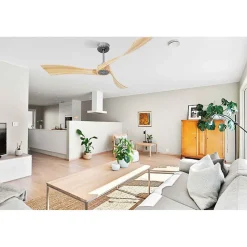 Twist, Ventilateur déstratificateur d'air, pales bois clair 166 Cm Moteur chrome, sans lumière