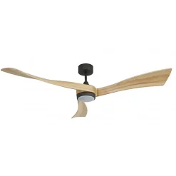 Twist, Ventilateur déstratificateur d'air, pales bois clair 166 Cm Moteur noir avec point lumineux LED.