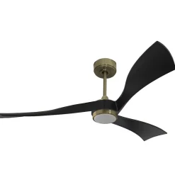 Twist, Ventilateur déstratificateur d'air, pales bois noir 166 Cm Moteur Laiton avec point lumineux LED.