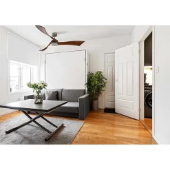 Twist, Ventilateur déstratificateur d'air, pales bois sombre 166 Cm Moteur chrome brossé avec point lumineux LED.