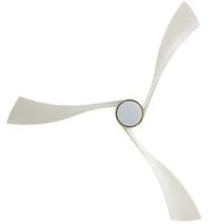Twist, Ventilateur déstratificateur d'air, pales laquées blanches 166 Cm Moteur laiton brossé avec point lumineux LED.
