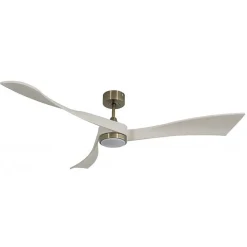 Twist, Ventilateur déstratificateur d'air, pales laquées blanches 166 Cm Moteur laiton brossé avec point lumineux LED.