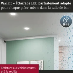 VariFit Panneau encastré LED Veluna Edge IP44 rond 90mm 6W 500lm 4000K Blanc gradable
