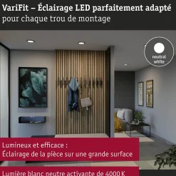 VariFit Panneau encastré LED Areo IP44 rond 118mm 6,5W 550lm 4000K Noir
