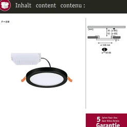 VariFit Panneau encastré LED Areo IP44 rond 118mm 6,5W 550lm 4000K Noir