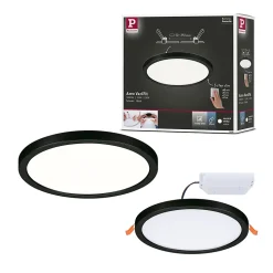 VariFit Panneau encastré LED 3-Step-Dim Areo IP44 rond 175mm 13W 1300lm 4000K Noir gradable
