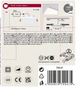 VariFit Panneau encastré LED Veluna Edge IP44 carré 90x90mm 6W 450lm 3000K Blanc gradable