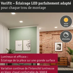 VariFit Panneau encastré LED Veluna Edge IP44 carré 90x90mm 6W 450lm 3000K Blanc gradable