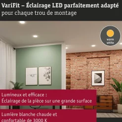 VariFit Panneau encastré LED Veluna Edge IP44 rond 160mm 12W 1100lm 3000K Blanc