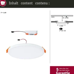 VariFit Panneau encastré LED Veluna Edge IP44 rond 160mm 12W 1100lm 3000K Blanc