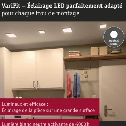 VariFit Panneau encastré LED Areo IP44 carré 175x175mm 13W 1200lm 4000K Blanc