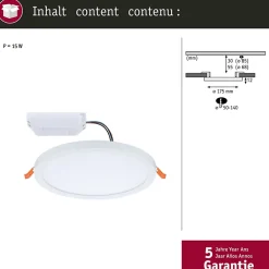 VariFit Panneau encastré LED Smart Home Zigbee 3.0 Areo IP44 rond 175mm 13W 1200lm Tunable White Blanc gradable