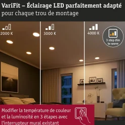 VariFit Panneau encastré LED Dim to Warm Areo IP44 rond 175mm 13W 1200lm 3 Step Dim to warm Blanc dépoli gradable