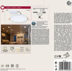 VariFit Panneau encastré LED Dim to Warm Areo IP44 rond 175mm 13W 1200lm 3 Step Dim to warm Blanc dépoli gradable